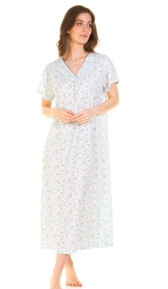 La Marquise Pleated Susan Cotton Rich long Length Short Sleeve Nightdress